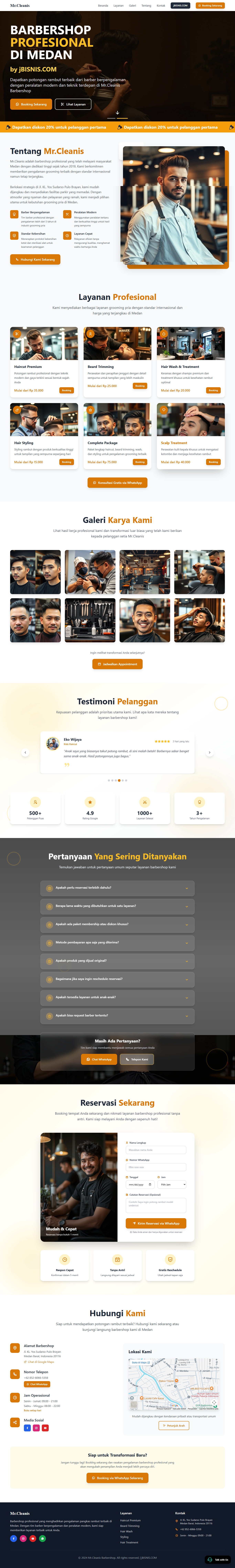 Website usaha barbershop profesional medan